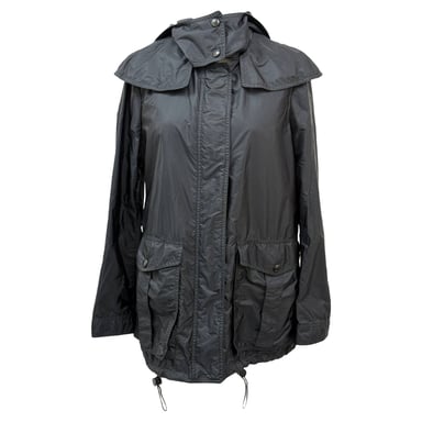 Burberry Brit Regenjacke mit Kapuze aus schwarzem Polyamid