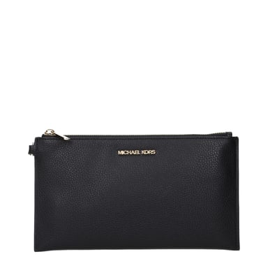 Schwarze Leder-Clutch