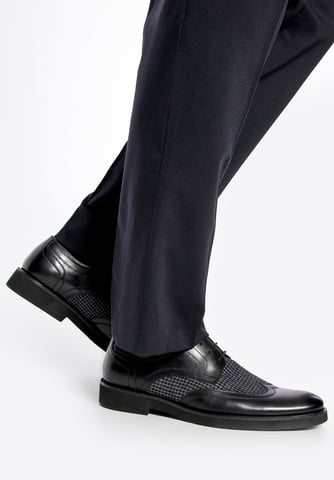 Wittchen Herren-Derbyschuhe aus schwarzem Leder mit Textileinsätzen