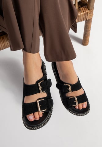 Wittchen Damen-Flip-Flops aus schwarzem Wildleder