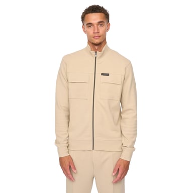 Duck and Cover - "Tames" Sweatshirt für Herren, Durchgehender Reißverschluss (Steinfarben)