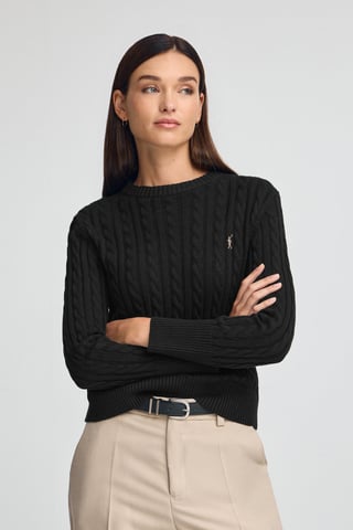 Pullover schwarz mit Rundhalskragen aus Wollgemisch mit gesticktem Rigby Go-Logo