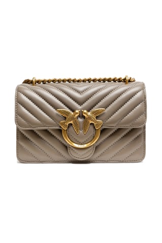 Graue Leder Love One Mini Schultertasche