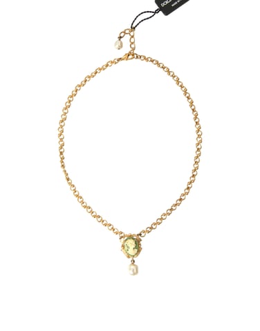 Goldene Messingkette mit Perlenanhänger