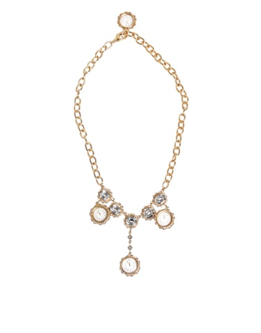 Goldene Kristalluhren-Anhänger Statement Schmuck Halskette