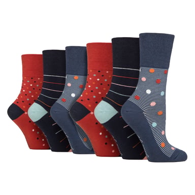 6er Pack Damen Nicht-Elastische Lockere Oberteile Muster Baumwollreiche Socken