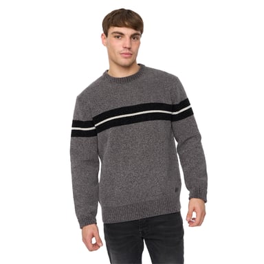 Crosshatch - "Roundall" Pullover für Herren, Jerseyware, Chenille (Grau meliert)
