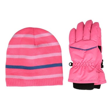 Mountain Warehouse - Hut- und Handschuh-Set für Kinder, Isotherm, Leine (Pink)