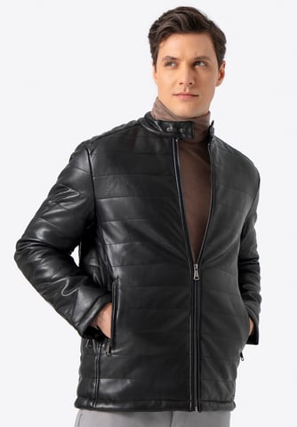 Wittchen Herren-Steppjacke aus schwarzem Öko-Leder