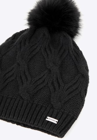 Wittchen Damen-Wintermütze mit Bommel, schwarze Viskose