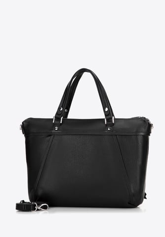 Wittchen Damen-Laptoptasche aus Leder, 15 Zoll, mit Quaste, Schwarz, Naturleder