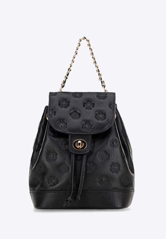 Wittchen Damen-Lederrucksack mit Kette, Schwarz, Naturleder