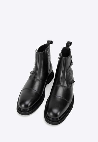 Wittchen Herren-Chelsea-Boots aus Leder mit Krokodilleder-Einsätzen, Schwarz