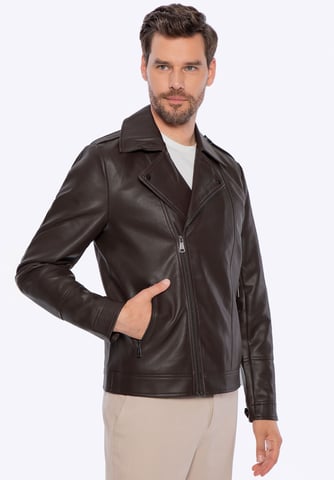 Wittchen Herren-Bikerjacke aus Öko-Leder mit Schulterklappen, dunkelbraun