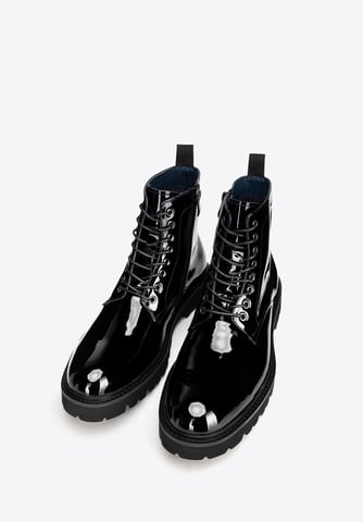 Wittchen Herren-Kampfstiefel aus Lackleder, schwarz