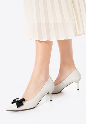 Wittchen Damen-Pumps aus Leder mit Schleife, Creme und Schwarz, Naturleder