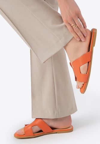 Wittchen Damen-Lederpantoletten in H-Form, Orange, Naturleder