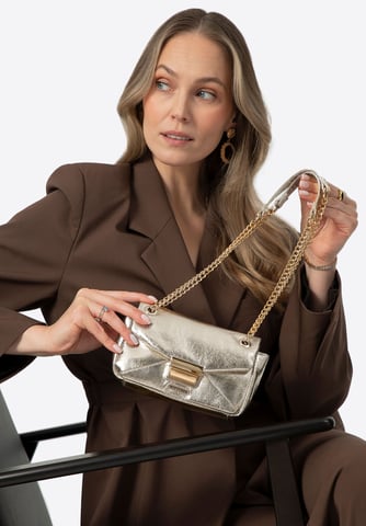 Wittchen Mini-Umhängetasche für Damen aus glänzendem, goldfarbenem Öko-Leder