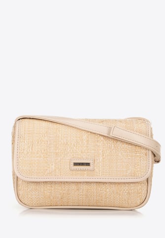 Wittchen Damen-Umhängetasche mit Flechtmuster und Überschlag, klein, beige