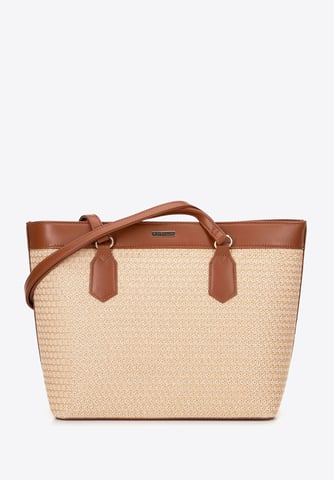 Wittchen Damen-Einkaufstasche aus Kunstleder und Flechtwerk, beige und braun
