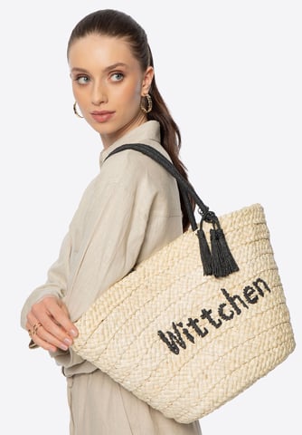 Wittchen Frauengeflochtener Korb mit Logo Beige und Schwarz Beige und Schwarz
