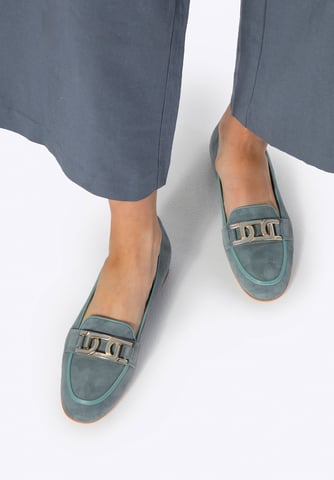 Wittchen Damen-Ledermokassins, flach, blau, Naturleder