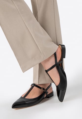 Wittchen Damen-Ballerinas aus echtem Leder mit spitzer Zehenpartie, schwarz