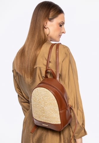 Wittchen Damenrucksack mit Flechtmuster, braun und beige, Öko-Leder