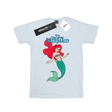 Disney Damen/Damen Die kleine Meerjungfrau Linie Ariel Baumwolle Boyfriend T-Shirt (Weiß)