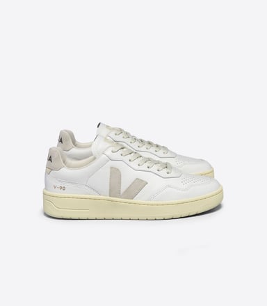 Veja V-90 Leder Damen Weiß/Natural Turnschuhe