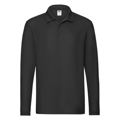 Fruit of the Loom - "Premium" Poloshirt für Herren Langärmlig (Schwarz)