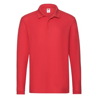 Fruit of the Loom - "Premium" Poloshirt für Herren Langärmlig (Rot)