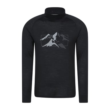 Mountain Warehouse - "Quest" Thermo-Top für Herren/Damen Unisex, Merinowolle, Langärmlig (Schwarz)