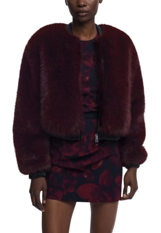 Faux-Fur bordeauxfarbene Jacke
