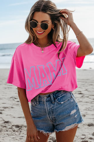 Rosa T-Shirt mit kurzen Ärmeln und Grafikdruck