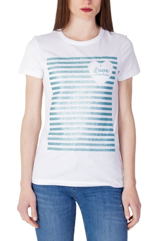 Glitzerstreifen T-Shirt mit kurzen Ärmeln und Rundhalsausschnitt
