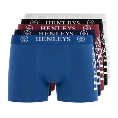 Henleys - "Kelmack2" Boxershorts für Herren (5er-Pack) (Blau/Schwarz/Weinrot/Grau/Marine)