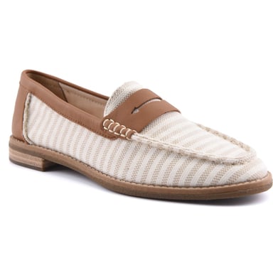 Sperry Port Driving Textil Damen Weiß/Braun Standard Slipper