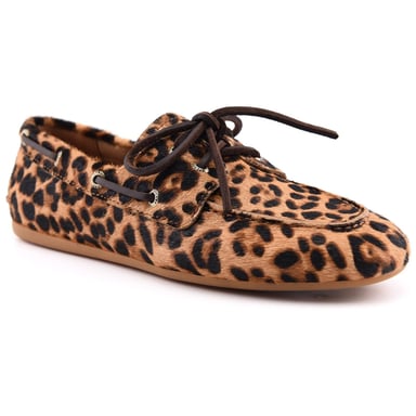 Sperry Slimboat Leder Damen Leoparden Standard Bootsschuhe