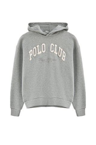 Sweatshirt grau meliert mit Kapuze und Logo Established 2012 Polo Club
