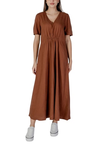 V-Ausschnitt Kurzarm Maxikleid