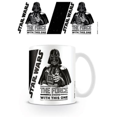 Star Wars - Kaffeebecher "The Force Is Strong" (Weiß/Schwarz)