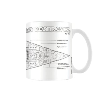 Star Wars - Kaffeebecher "Star Destroyer", Skizze (Weiß/Schwarz)