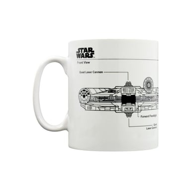 Star Wars - Kaffeebecher "Millennium Falcon", Skizze (Weiß/Schwarz)