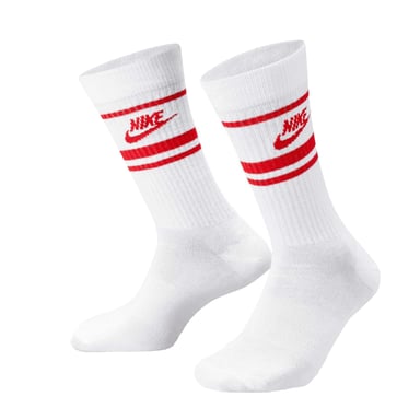 Nike - "Sportswear Essential" Socken für Herren/Damen Unisex, Alltag (3er-Pack) (Weiß/Rot)