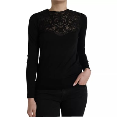 Spitzenkragen Langarmshirt