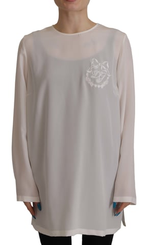 Dolce Gabbana Seidenbluse mit langen Ärmeln und Rundhalsausschnitt