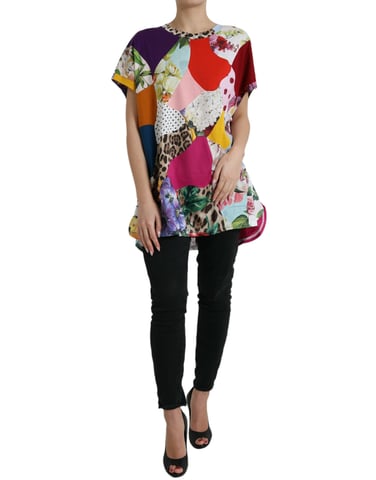 Patchwork Seidentop Mehrfarbig