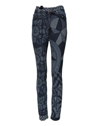 Bedruckte Slim-Fit-Jeans aus Denim