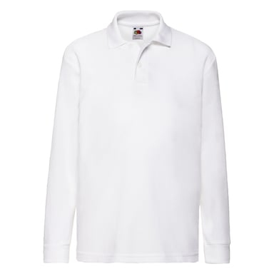 Fruit of the Loom - "65/35" Poloshirt für Kinder Langärmlig (Weiß)